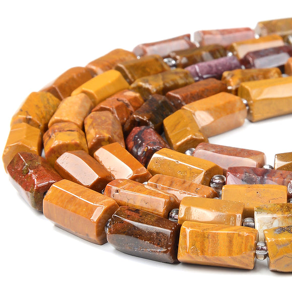 Natural Yellow Mookaite Gemstone 12X8MM Faceted Cylinder Round Tube Loose Beads (D464)