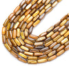 Golden Mother of Pearl Shell MOP Gemstone 8X22MM Rectangle Tube Loose Beads (D434)