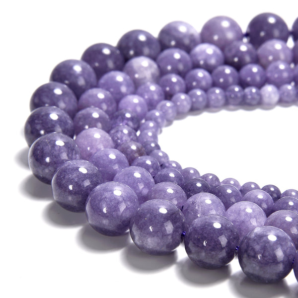 Lavender Purple Jade Gemstone Round 4MM 6MM 8MM 10MM Loose Beads (D547)