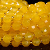 Yellow Jade Gemstone Faceted Prism Double Point Cut 8MM Loose Beads (D634)