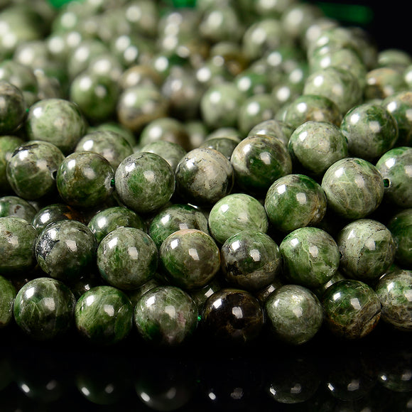 Natural Chrome Diopside Gemstone Round 7MM 8MM 9MM 10MM 11MM 12MM 13MM Loose Beads 7.5inch Half Strand (D593)