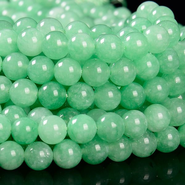 Green Jade Gemstone Round 8MM Loose Beads 14.5 inch Full Strand (80020230-D629)