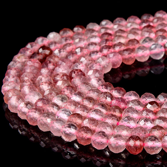 Natural Strawberry Quartz Gemstone Grade AAA 5MM Micro Faceted Round Loose Beads 15 inch Full Strand (80018264-P100)