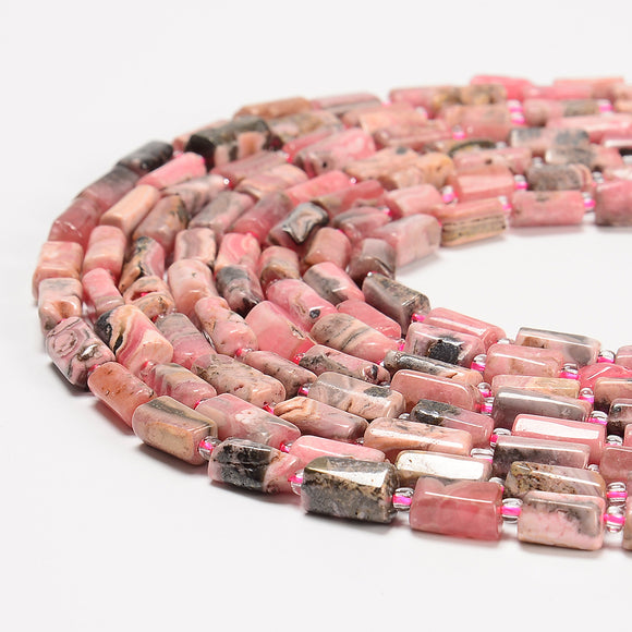 Natural Argentina Rhodochrosite Gemstone Faceted Round Tube 12X8MM Loose Beads (D603)