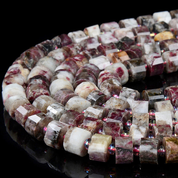 Natural Madagascar Eudialyte Gemstone Faceted Cylinder Wheel Tube 9X6MM 10X6MM Loose Beads (D416)