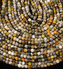 4MM Natural Bumblebee Jasper Gemstone Micro Faceted Square Cube Loose Beads (P83)