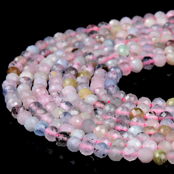 Natural Morganite Gemstone Grade AAA Micro Faceted Round 3MM 4MM Loose Beads 15 inch Full Strand (P94)