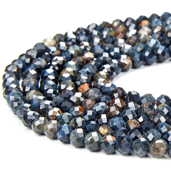 Natural Blue Pietersite Gemstone Grade AAA 3MM Micro Faceted Round Loose Beads 15 inch Full Strand (80018202-P95)