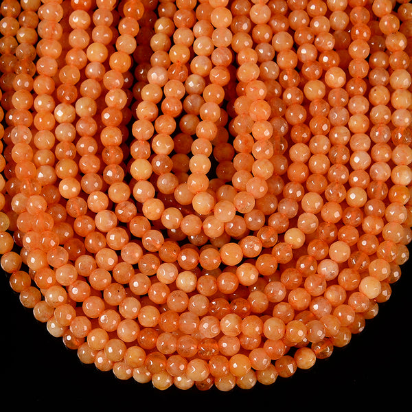 Tangerine Jade Gemstone Facetecd Round 6MM Loose Beads (D630)