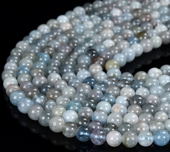 Natural Blue Aquamarine Gemstone Grade A Round 5MM Loose Beads 15 inch Full Strand (80019100-P102)