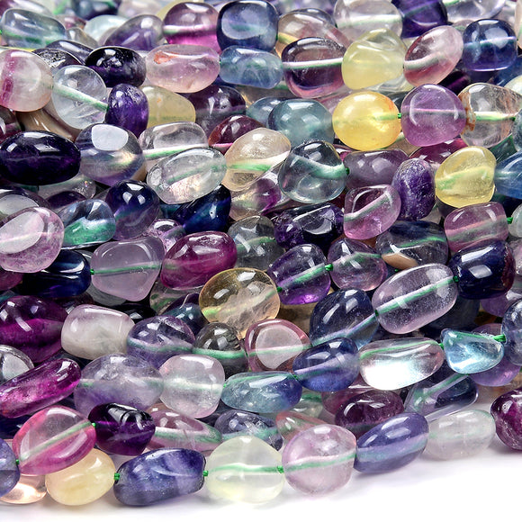Natural Rainbow Fluorite Gemstone Pebble Nugget 8-10MM 10-12MM Loose Beads (D467)