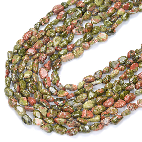 Natural Unakite Gemstone Pebble Nugget 5-6MM 6-7MM Loose Beads (D413)
