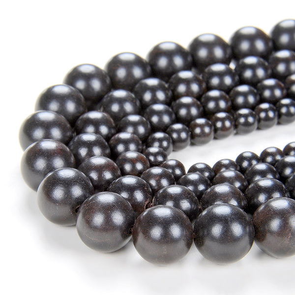 Natural Ebony Black Sandalwood Mala Meditation Beads Round 6MM 8MM 10MM 12MM Loose Beads 16 inch BULK LOT (9-W0)