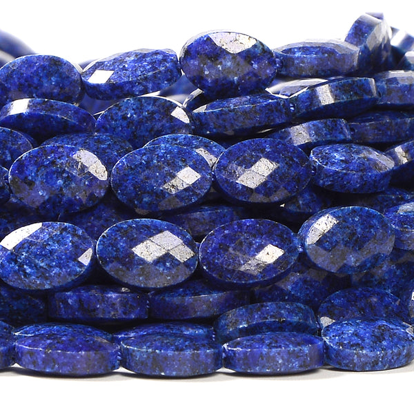 Treated Blue Granite Gemstone Micro Faceted Oval 11X7MM Loose Beads 7.5 inch Half Strand (80021489-D718)