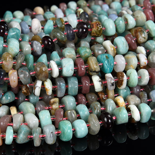 Natural Assorted Mixed Stone Gemstone Rondelle Slice 8-10MM Loose Beads (D599)