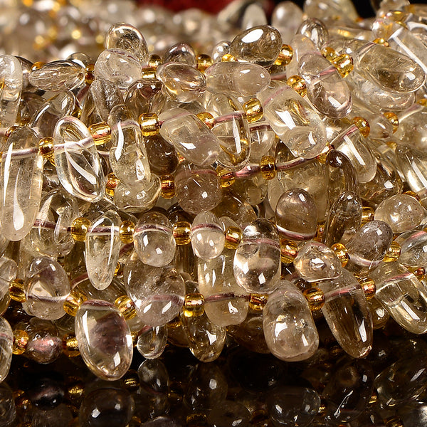Natural Smoky Quartz Gemstone Stick Pebble Chip 9-17MM Loose Beads (D713)