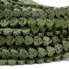 Dark Green Lava Gemstone Love Heart 6MM Loose Beads (D643)