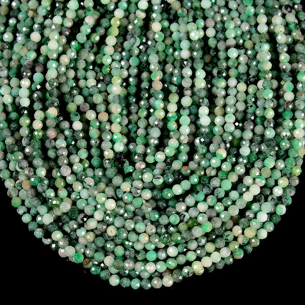 Natural Colombia Emerald Gemstone Grade A Micro Faceted Round 4MM Loose Beads (P119)