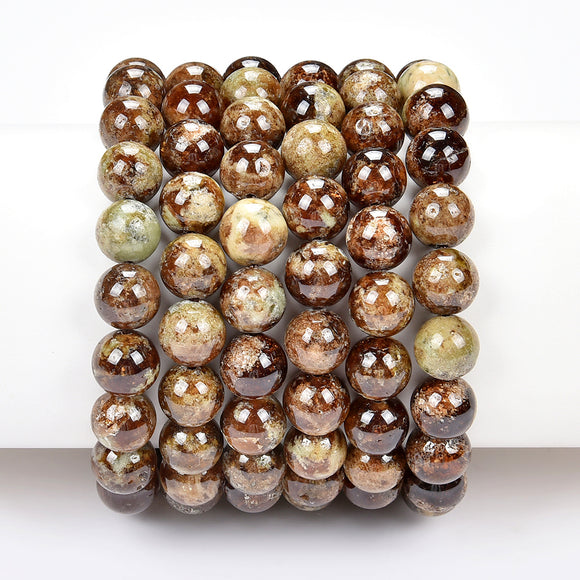 Natural Green Garnet Gemstone Round Bracelet 8MM 10MM 7.5 inch Strand (S20)