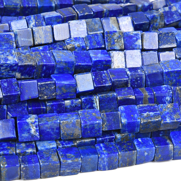 Natural Lapis Lazuli Gemstone Grade AA Square Cube 7MM Loose Beads 7 inch Half Strand (80019013-D523)