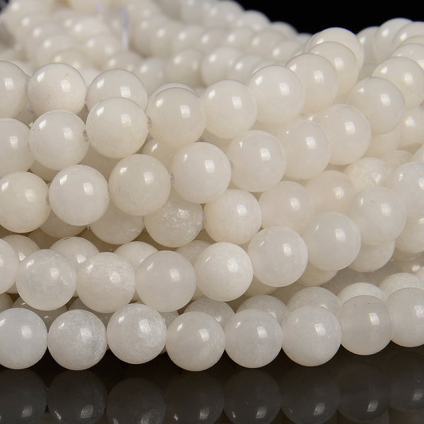 Natural White Jade Gemstone Round 8MM 10MM Loose Beads (D594)