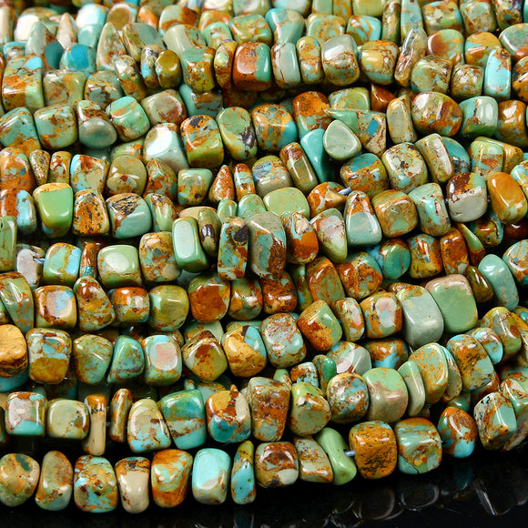 100% Genuine Natural Turquoise Blue Green Gemstone 5-8MM Nugget Cube Loose Beads (D431)