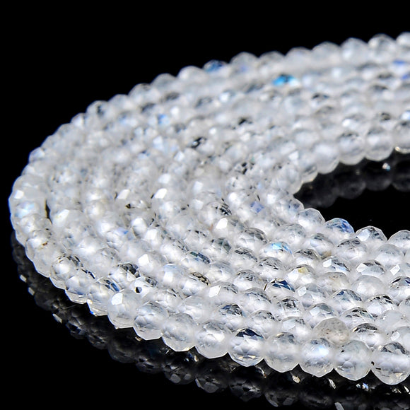 Natural Rainbow Moonstone Gemstone Grade AAA 2MM Micro Faceted Round Loose Beads 15 inch Full Strand (80018199-P95)