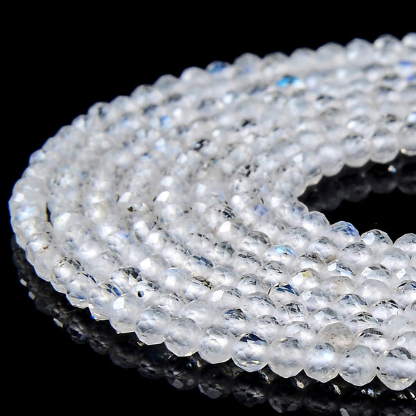 Natural Rainbow Moonstone Gemstone Grade AAA 2MM Micro Faceted Round Loose Beads 15 inch Full Strand (80018199-P95)