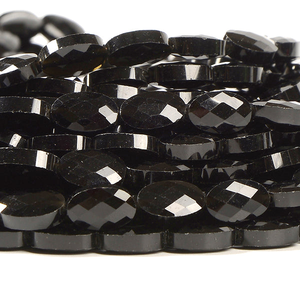 Natural Black Obsidian Gemstone Micro Faceted Oval 11X7MM Loose Beads 7.5 inch Half Strand (80021491-D718)