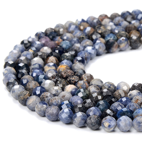 Natural Blue Sapphire Gemstone Grade A 4MM Micro Faceted Round Loose Beads 15 inch Full Strand (80018222-P97)