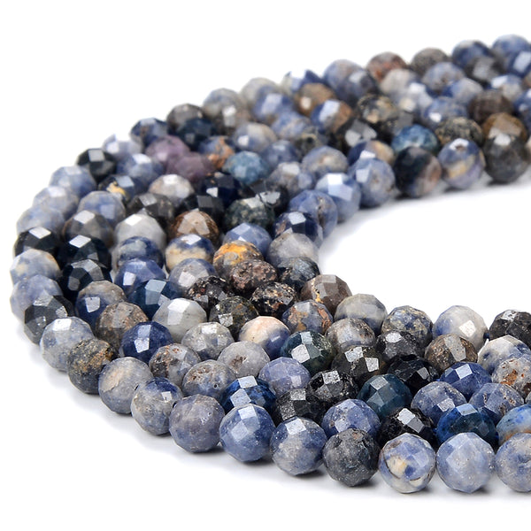 Natural Blue Sapphire Gemstone Grade A 4MM Micro Faceted Round Loose Beads 15 inch Full Strand (80018222-P97)