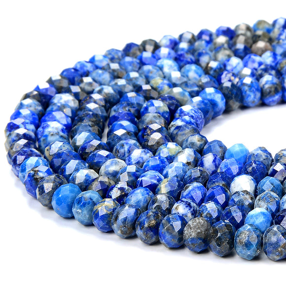 Natural Lapis Lazuli Gemstone Grade A Micro Faceted Rondelle 6X4MM Loose Beads (P92)