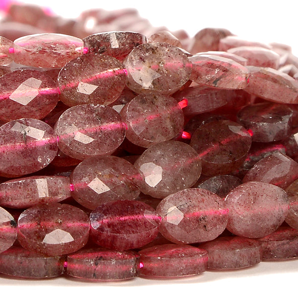 Natural Strawberry Lepidocrocite Quartz Gemstone Micro Faceted Oval 8X6MM 11X7MM Loose Beads 7.5inch Half Strand (D717 D718)