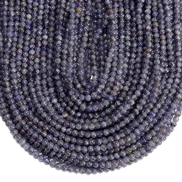 Natural Iolite Gemstone Grade AA Round 3MM 4MM 5MM 6MM Loose Beads 15 inch Full Strand (P117)