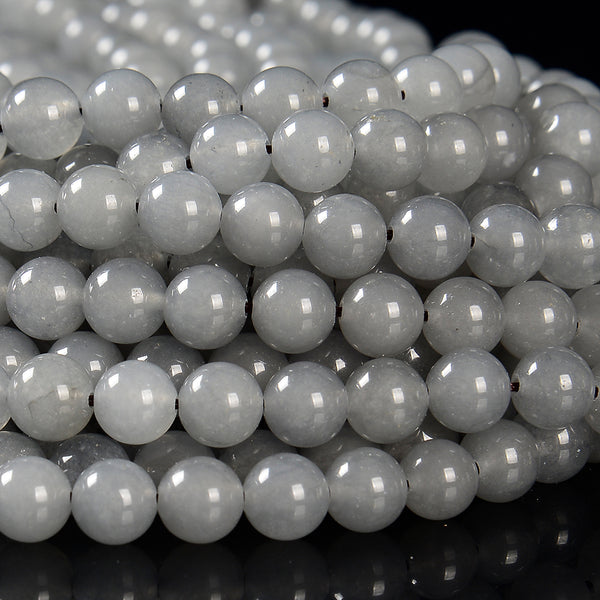 Gray Jade Gemstone Round 8MM Loose Beads 14.5 inch Full Strand (80020237-D629)