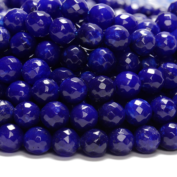 Lapis Blue Jade Gemstone Facetecd Round 8MM Loose Beads (D632)