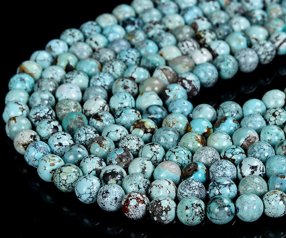 Natural Turquoise Gemstone Grade AAA Round 5MM 6MM Loose Beads 7 inch Half Strand (P102)