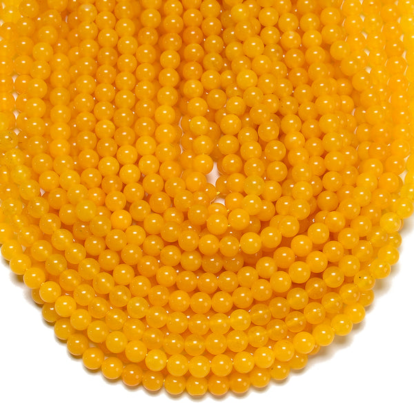 Yellow Jade Gemstone Round 6MM Loose Beads 14.5 inch Full Strand (80020227-D628)