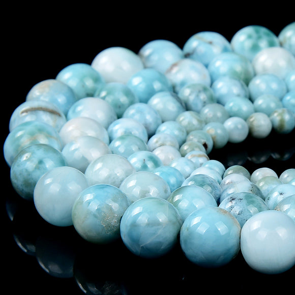 Natural Dominican Larimar Gemstone Round 5MM 6MM 7MM 8MM 9MM 10MM Loose Beads (D444)
