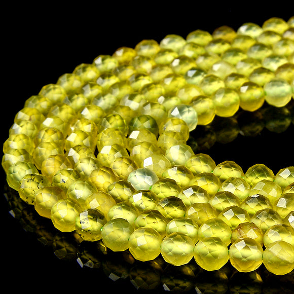 Natural Peridot Jade Gemstone Grade AAA 4-5MM Micro Faceted Round Loose Beads 15 inch Full Strand (80018215-P97)