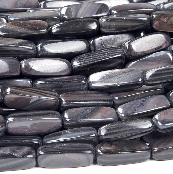 Dark Bronze Mother of Pearl Shell MOP Gemstone 8X22MM Rectangle Tube Loose Beads (D434)