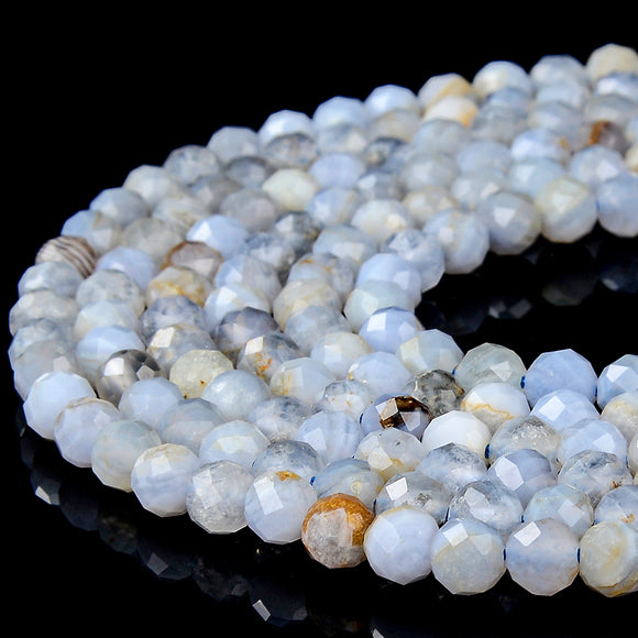 Natural Chalcedony Blue Lace Agate Gemstone Grade A 5MM Micro Faceted Round Loose Beads 15 inch Full Strand (80018196-P95)