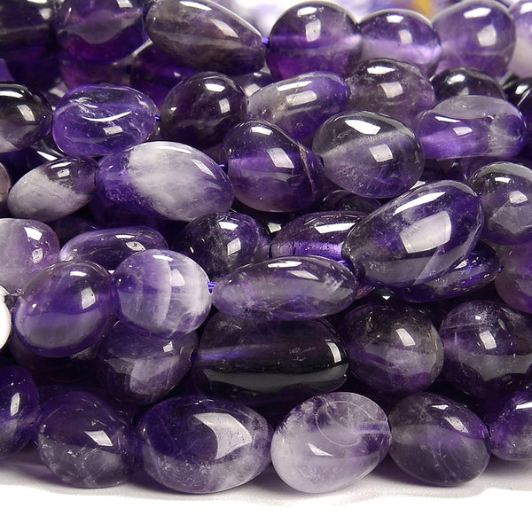 Natural Natural Amethyst Gemstone Pebble Nugget 10-8MM Loose Beads (D663 )