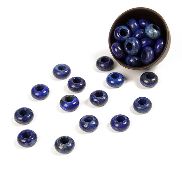 Lapis Lazuli Gemstone Large Hole Beads Rondelle Donut 14MM BULK LOT 2,6,12,24,50 Beads (80021197-S63)