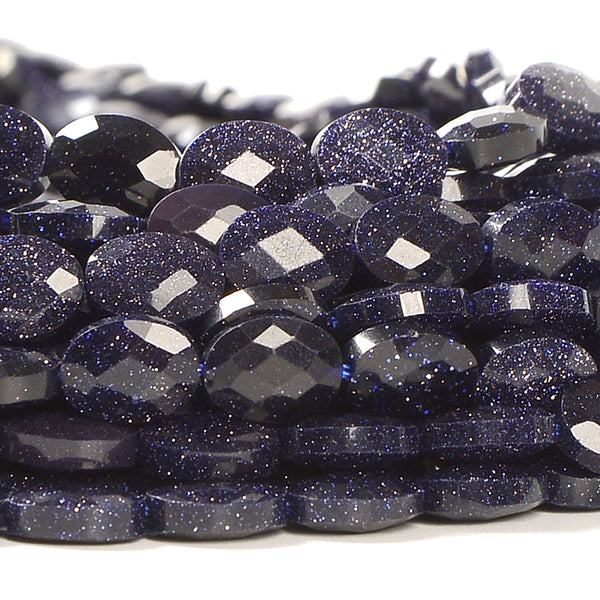 Blue Sandstone Gemstone Micro Faceted Oval 8X6MM Loose Beads 7.5 inch Half Strand (80021461-D717)