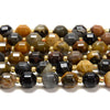 Brown Jade Gemstone Faceted Prism Double Point Cut 8MM Loose Beads (D634)
