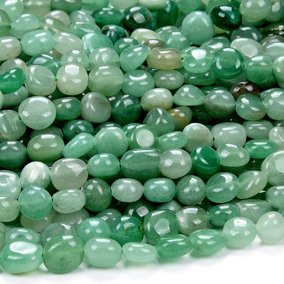 Natural Green Aventurine Gemstone 8-10MM Pebble Nugget Loose Beads (D468)