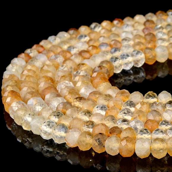 Natural Citrine Gemstone Grade AA 6X4MM Micro Faceted Rondelle Loose Beads 15 inch Full Strand (80018149-P91)
