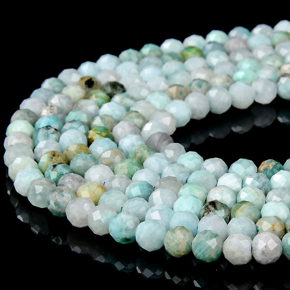 Natural Amazonite Gemstone Grade AA Micro Faceted Round 6MM Loose Beads (P99)