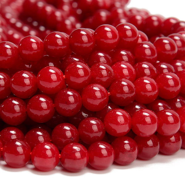 Red Jade Gemstone Round 8MM Loose Beads 14.5 inch Full Strand (80020091-D618)